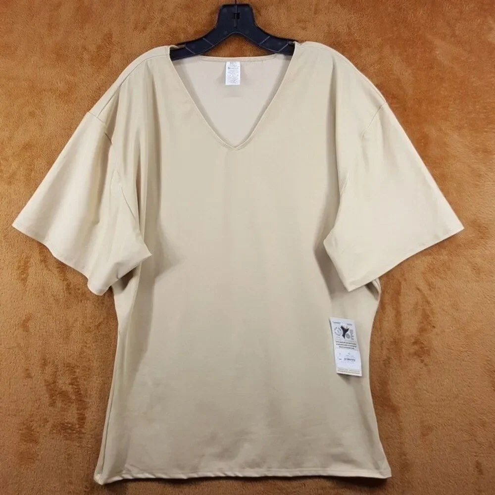 INSTA SLIM Shirt Mens XXXL Tan Compression Activewear V-Neck Undershirt